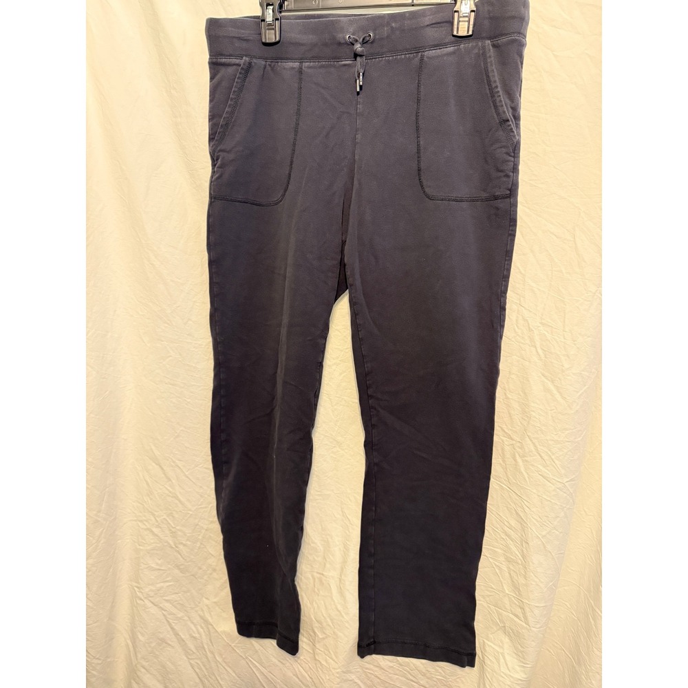 LL Bean Womens Navy Blue Knit Straight Leg Drawstring Pants Size M Regular‎